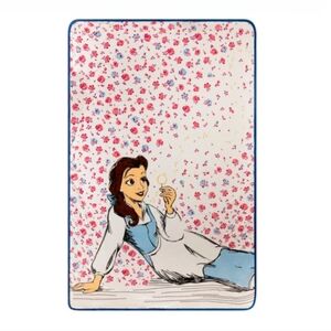Disney Princess Beauty & The Beast Belle Floral Throw Blanket Pink Blue
